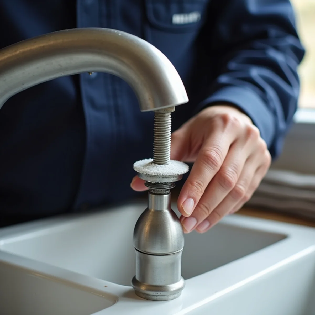 Mineral scale clogging a faucet aerator in an El Dorado Hills home