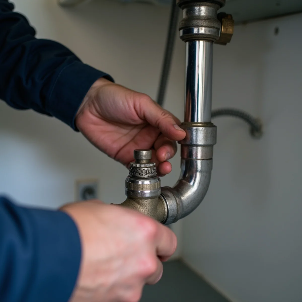 Plumber checking a partially closed water shutoff valve