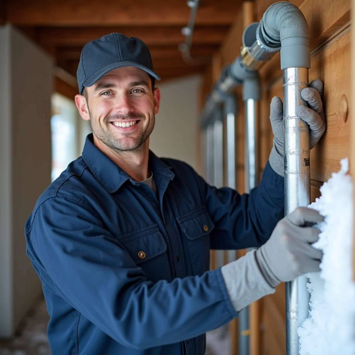 Snow-covered cabin plumbing crawlspace near Pollock Pines along the US-50 corridor