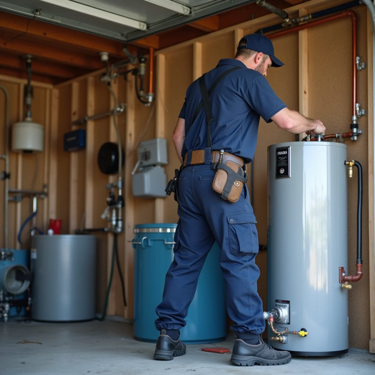 Same-day water heater replacement in an El Dorado Hills garage