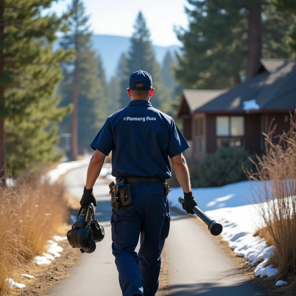 Licensed plumber installing new rough-in plumbing in a Grizzly Flats, CA rebuild home