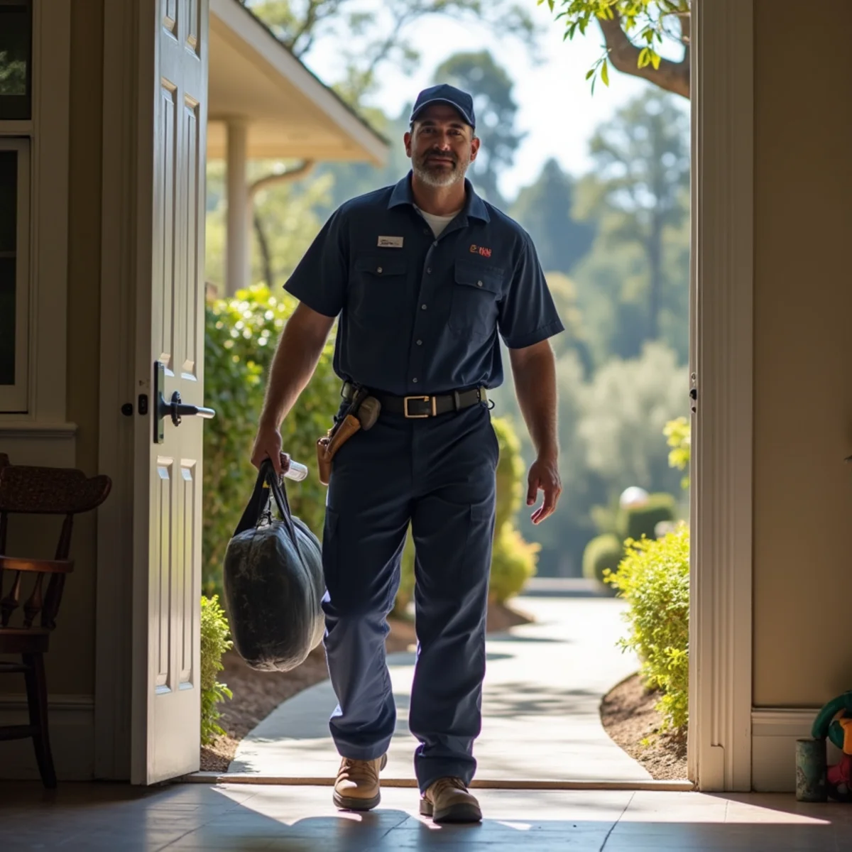 Licensed plumber inspecting a historic drain line in a Jackson, CA home