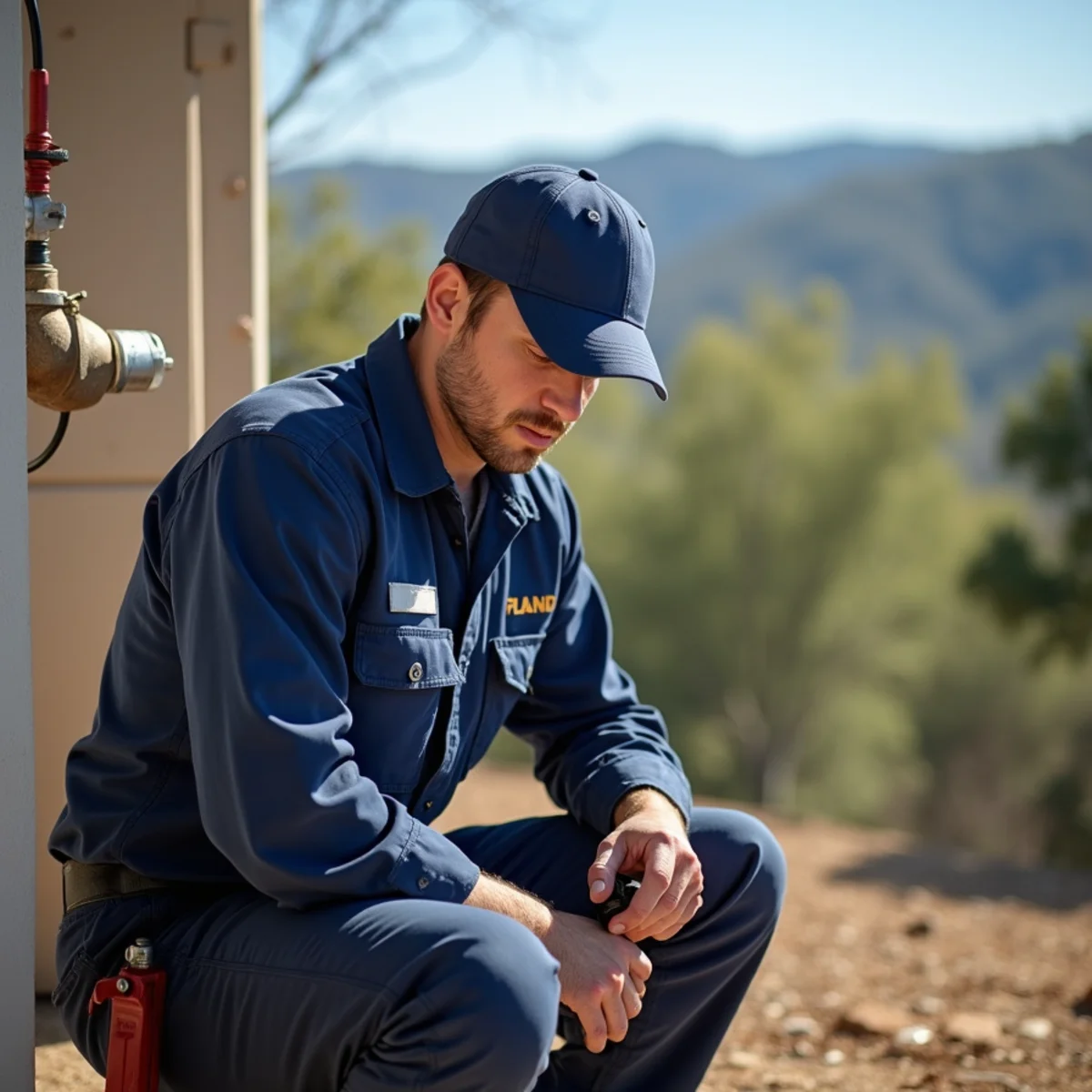 Licensed plumber servicing well-fed plumbing at a Plymouth, CA farmhouse