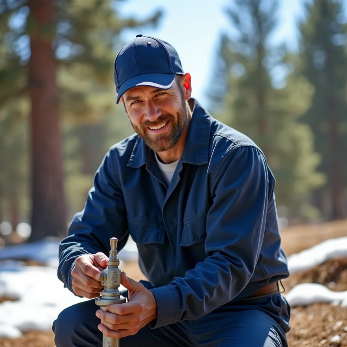 Licensed plumber repairing a frozen burst pipe in a Pollock Pines, CA home