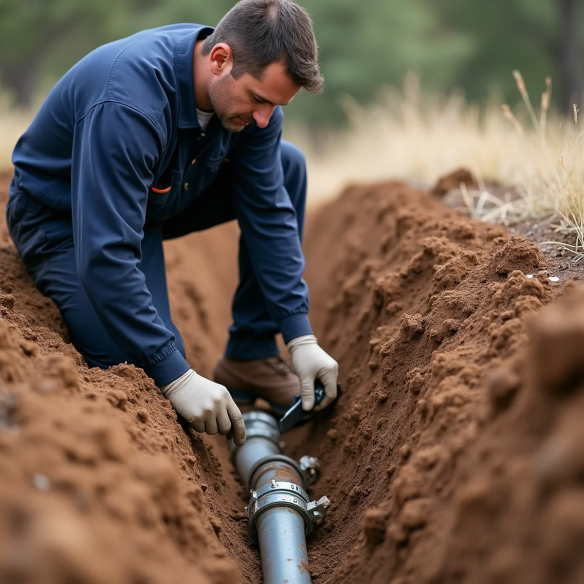 Sewer Line Repair & Replacement in progress at an El Dorado Hills home